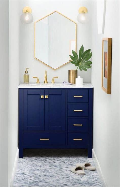 30 Stylish And Creative Narrow Bathroom Ideas Blue Bathroom Vanity