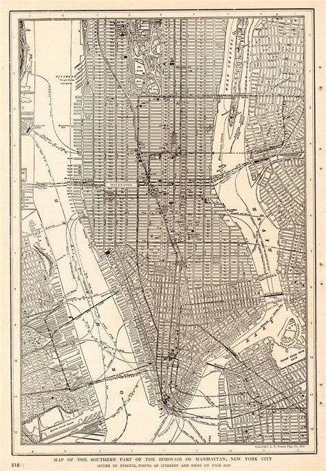 1914 Antique Manhattan City Map Of New York City Street Map Etsy