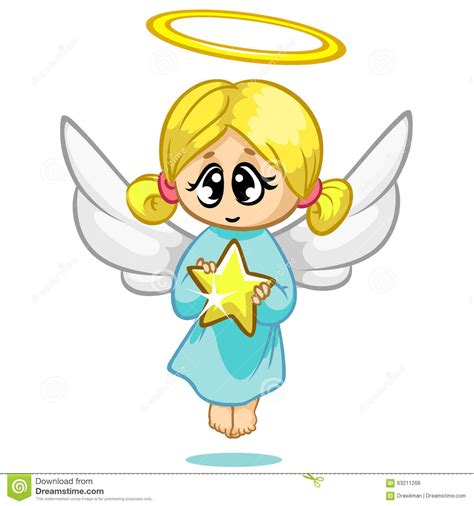 Vector Illustration Cute Christmas Flying Angel Character