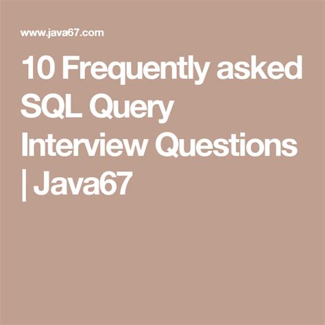 Javarevisited Top Sql Query Interview Questions And