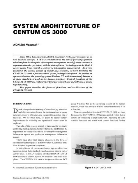 System Architecture Of Centum Cs 3000 Yokogawa