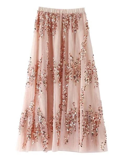 TIGENA Fashionable Sequined Maxi Skirt Women 2023 New Spring Summer