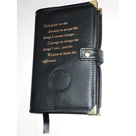 Black Leather Aa Anonymous Big Book Cover Serenity Prayer And Medallion