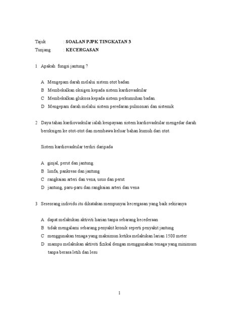 Soalan bahasa melayu tingkatan 2. Soalan PJPK TING.3