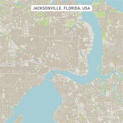 Jacksonville Florida Us City Street Map Digital Art By