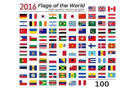 100 Flags Of Different Countries Graphic Objects ~ Creative Market