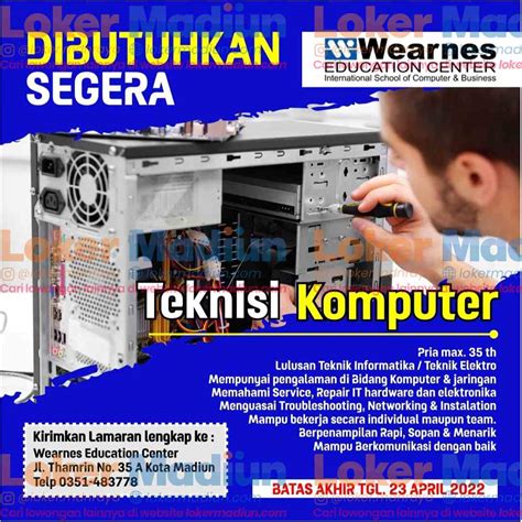 Lowongan Kerja Teknisi Komputer Wearnes Madiun