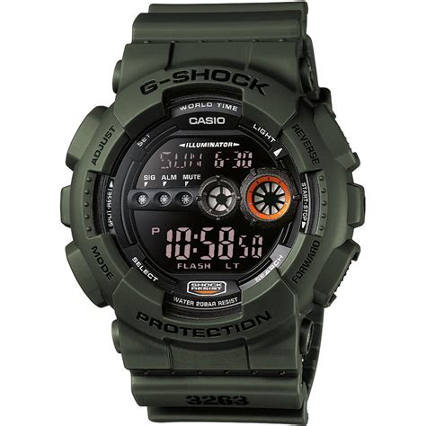 An example is the zeiger men's b006 wristwatch band. G-Shock GD-100MS-3ER watch - Military Stealth