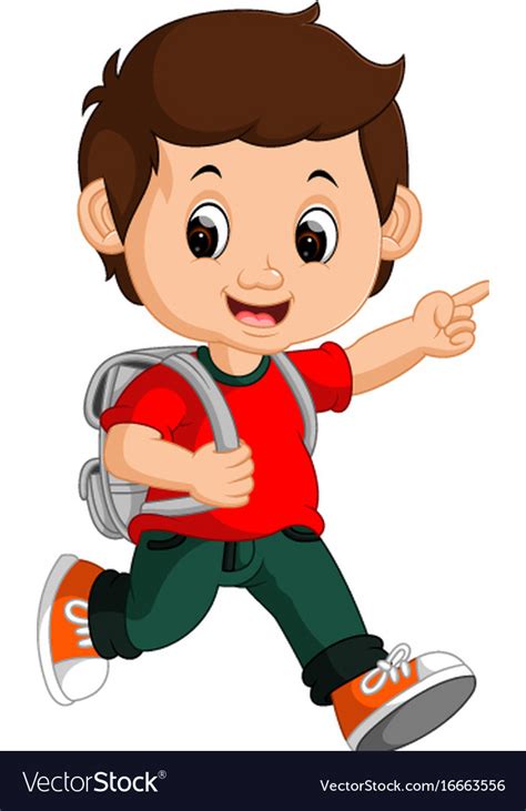 Boy With Backpacks Cartoon Royalty Free Vector Image