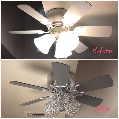 We did not find results for: DIY Ceiling Fan Update Chrome & gray spray paint + new crystal lampshades = #glamdecor | Ceiling ...