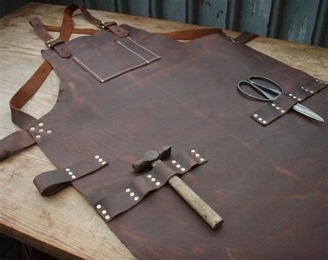 Leather Apron Woodworker S Super Deluxe Pockets With Brass Rings Work Aprons Leather Apron
