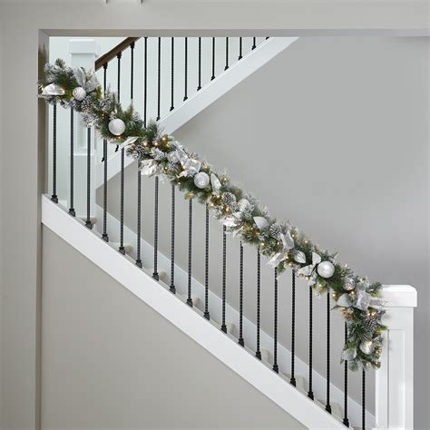 9ft 2743 Cm Pre Lit Garland With Plug In Lights In Silver