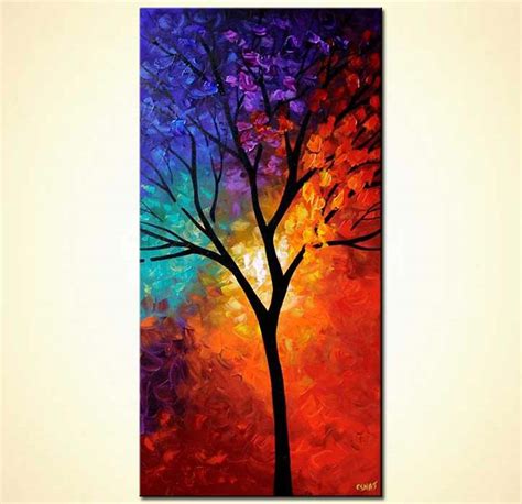 Buy Vertical Colorful Landscape Tree Large Art 5652