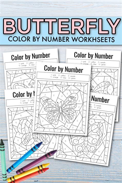 Free Printable Butterfly Color By Number Worksheets