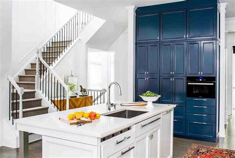 If you're of the view that marked down cupboards will probably be badly made and they're going to be of inferior quality, then you're wrong. Blue Shiplap Kitchen Island with Sleek White Leather ...