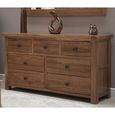 Denver Large Wide Chest Of Drawers Solid Rustic Oak Bedroom Furniture Ebay
