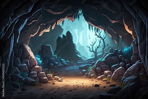 2d Fantasy Cave In Rock Background Environment For A Battle Arena