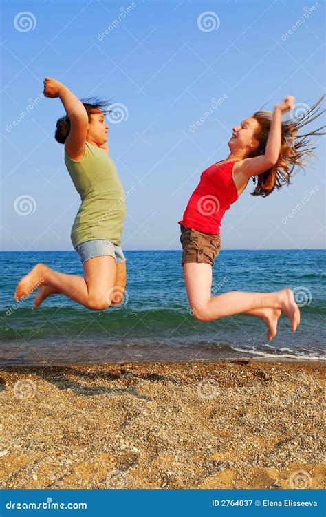 Girls Jumping Stock Image Image Of Girl Excitement Diversity 2764037