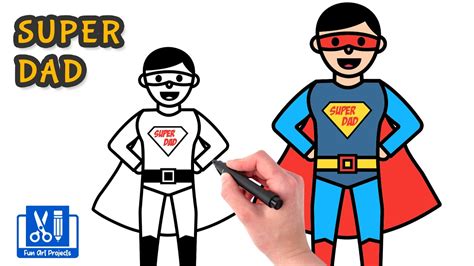How To Draw Super Dad Drawing Fathers Day Step By Step Youtube