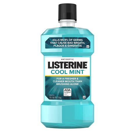 mua listerine cool mint antiseptic mouthwash bad breath plaque and gingivitis mint 1 5 l trên