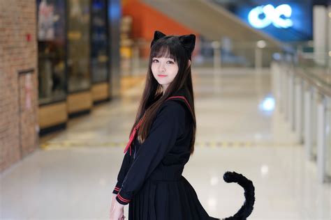 Girl With Cat Ears And Tail