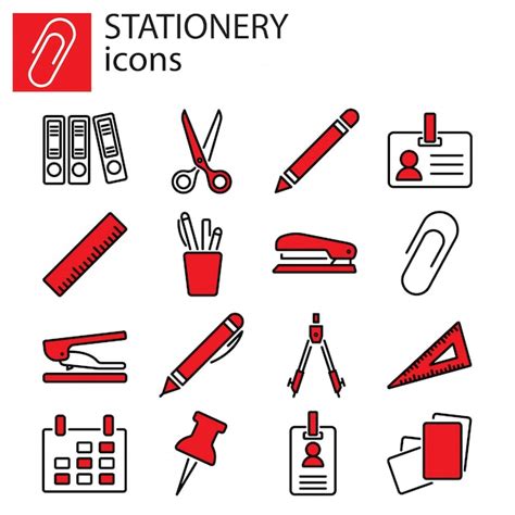 Premium Vector Business Icons Set Stationery Office Stuff
