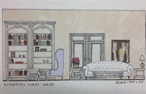 Interior Design Sketching And Space Planning Of A Living Room