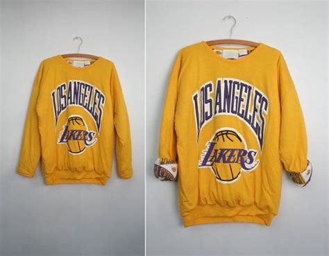 Vintage 90s Los Angeles Lakers Basketball Sports Sweatshirt Etsy Uk