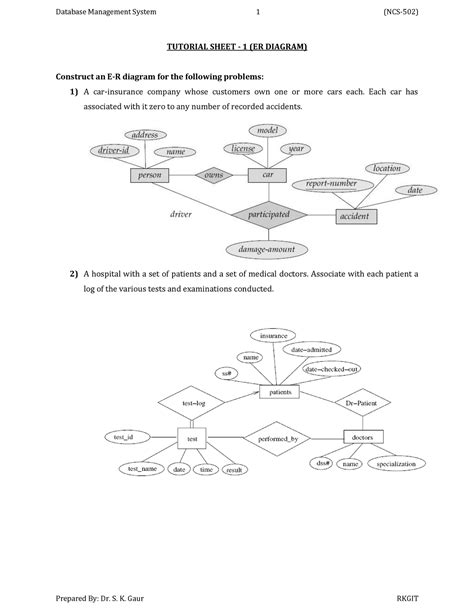Tutorial Sheet Er Diagram Solution For Database Tutorial Sheet 1