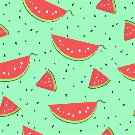 Download Cute Minty Watermelon Pattern Art Wallpaper