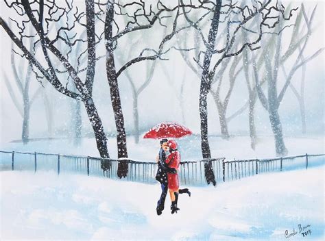 Romantic Couple Dancing In The Snow