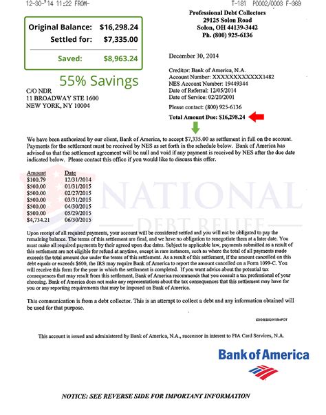I immediately called them to find out what was going on and the representative stated that they the bank has decided to close my account. Debt Settlement Letters