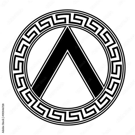 Spartan Shield With Greek Ornament Stock Vector Adobe Stock