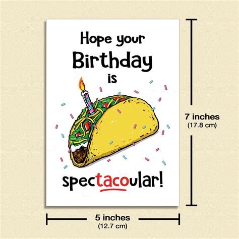 Funny Birthday Cards Taco Birthday Card Taco Tuesday Etsy