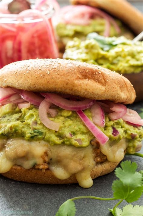 Green Chile Turkey Burgers With Guacamole And Pickled Red Onions