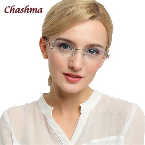 chashma brand tint lenses sunglasses titanium eyewear female diamond crystal trimmed glasses