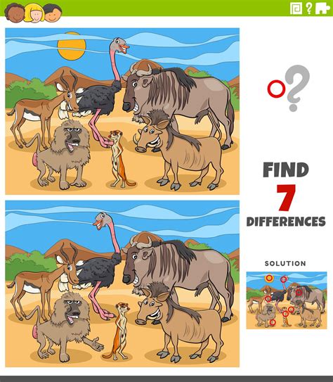 Differences Educational Task For Kids With Animals 1417777 Vector Art
