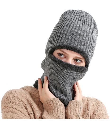 windproof ski face mask winter hats warm knitted balaclava beanie hat gray cc1878e0zao