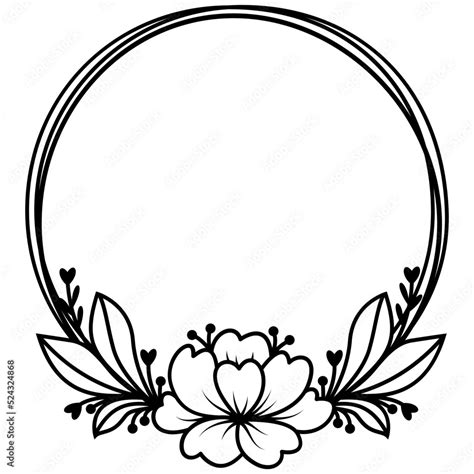 Floral Round Monogram Svg Flower Wreath Cut File Double Frame Svg