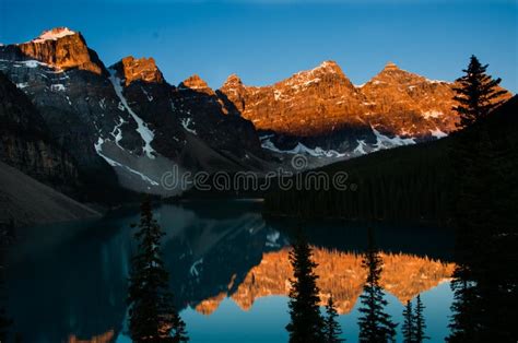 Sunrise By The Moraine Lake Stock Photo Image Of Nature Adventure