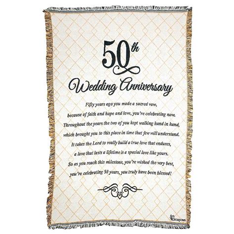 50th Wedding Anniversary Poem 48 X 68 All Cotton Tapestry Throw Blanket