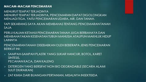 PENCEMARAN LINGKUNGAN PENCEMARAN TERHADAP TANAH PENGERTIAN PENCEMARAN