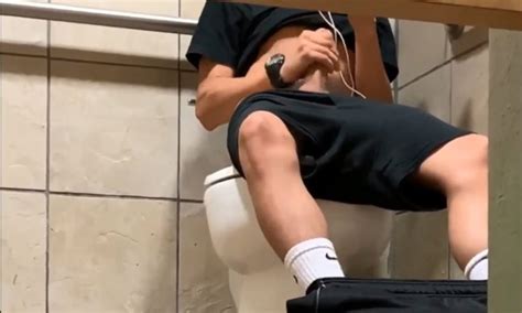 Hung University Guy Caught Wanking In Public Toilet Spycamfromguys