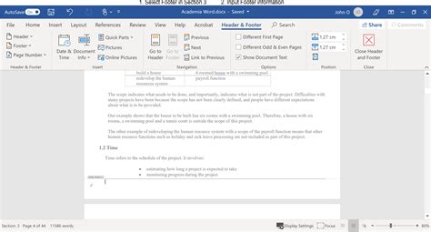 Adding Footer In Word