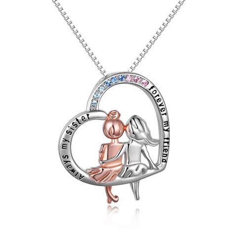 Sister Necklace Sterling Silver Always My Sister Forever My Friend Sis