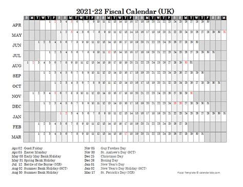 Uk Fiscal Calendar