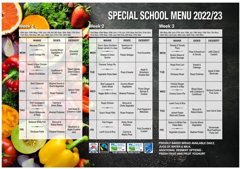 School Dinner Menu St Anthonys School