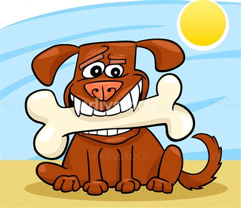 Cartoon Illustration Of Funny Dog With Big Bone Indivstock