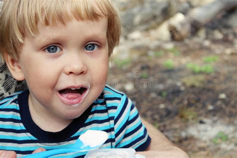 Happy Boy Close Up Portrait Stock Photo Image Of Outdoor Cheerful