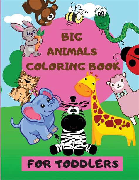 Big Animals Coloring Book Giant Simple Picture Coloring Books For